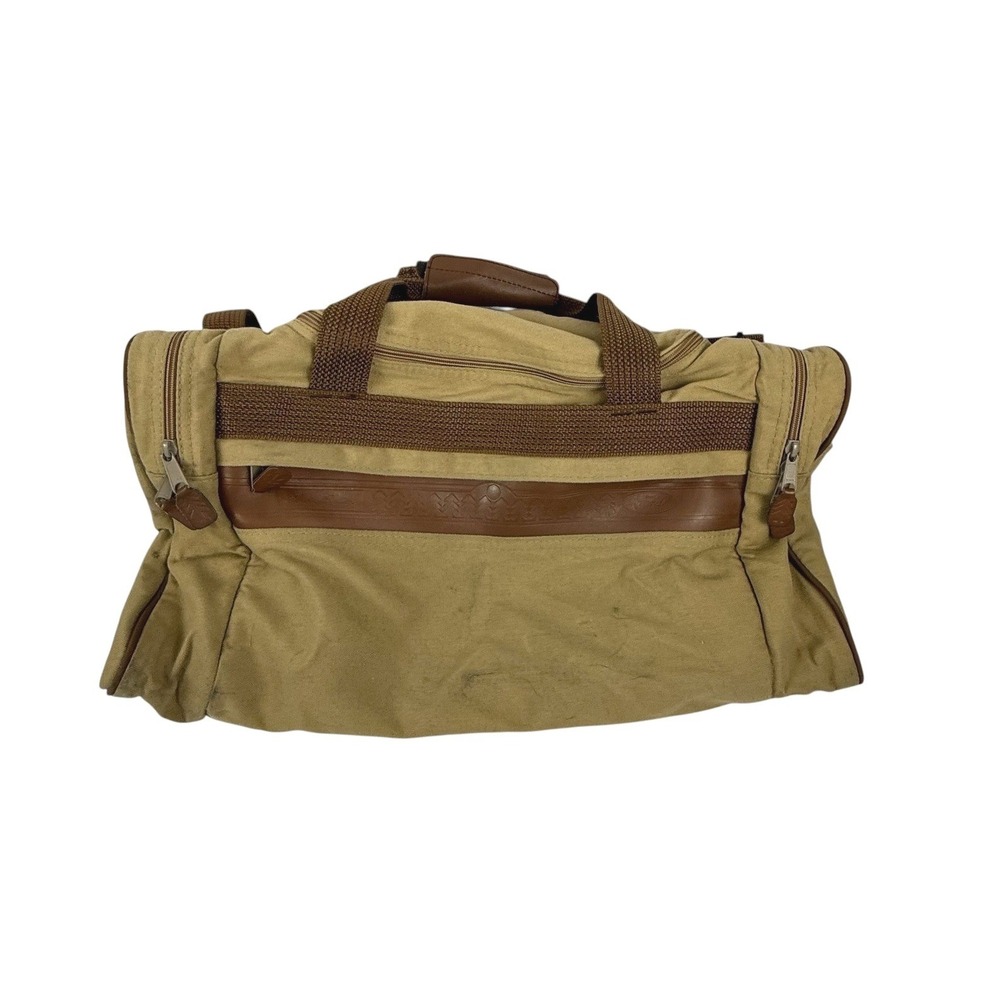 Eddie Bauer Ford Duffel Bag Tan Canvas Travel Gym Weekender‎ Luggage Pocket